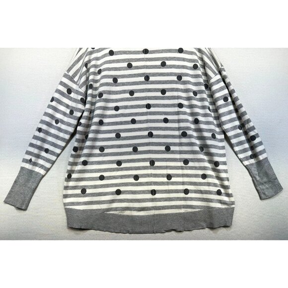 Lane Bryant Womens Striped Polka Dot Sweater 14/16 Gray & White Soft - Picture 12 of 13